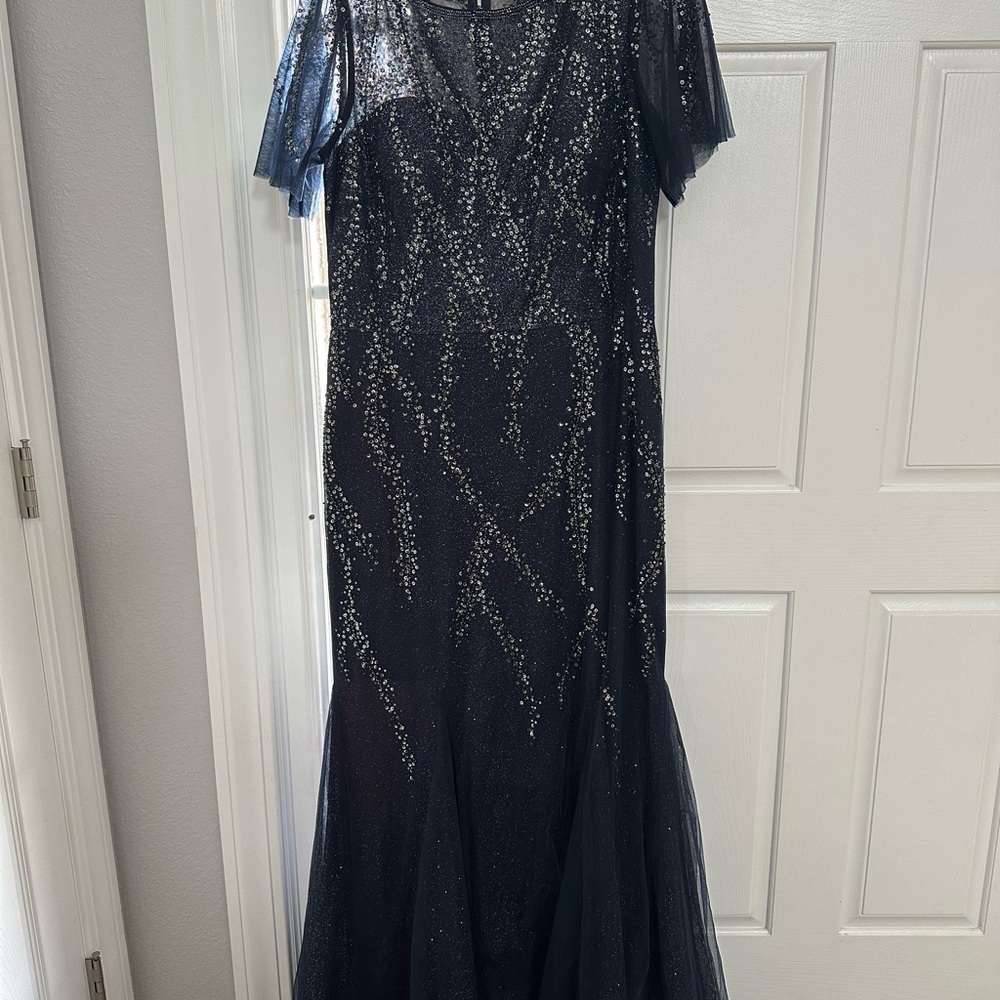 Xscape Midnight Blue Sequin Gown